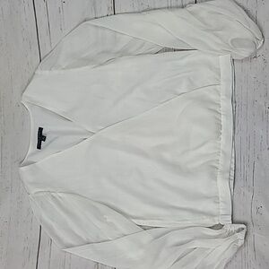 Banana Republic Sheer Faintly Off White Long Sleeve Wrap Style Blouse Size Small